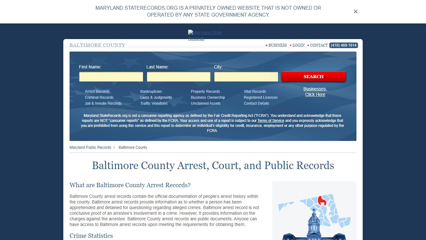 Baltimore County Arrest, Court, and Public Records