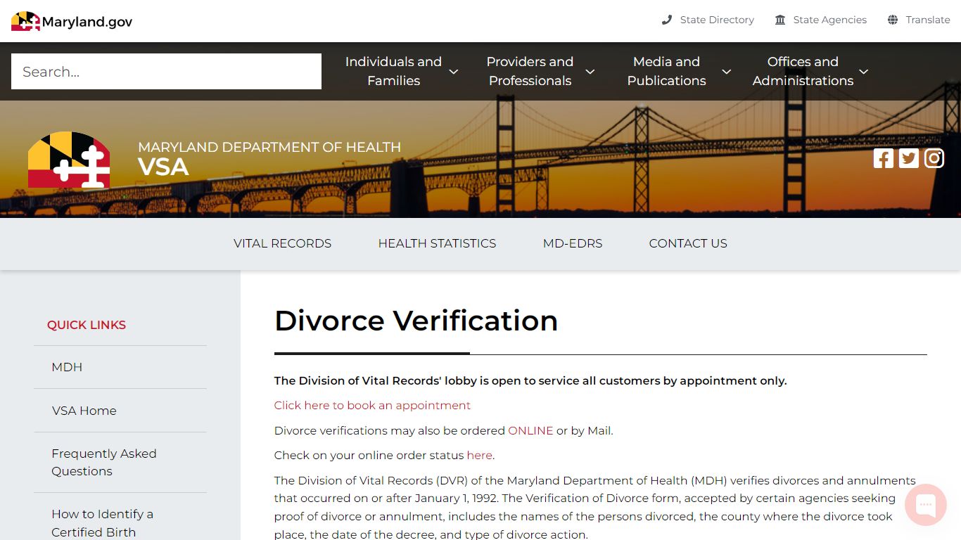 Maryland Department of Health divorce